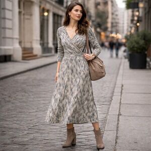 Robbie Bee Curve Flattering Knit Wrap Midi | Modest Chic Sz M